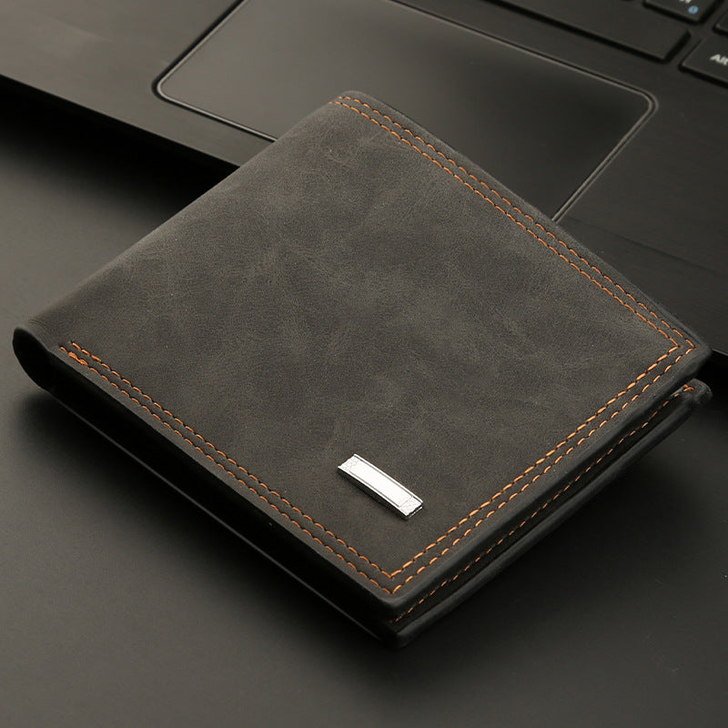 Reuss Bifold closed, matte black with tan stitching