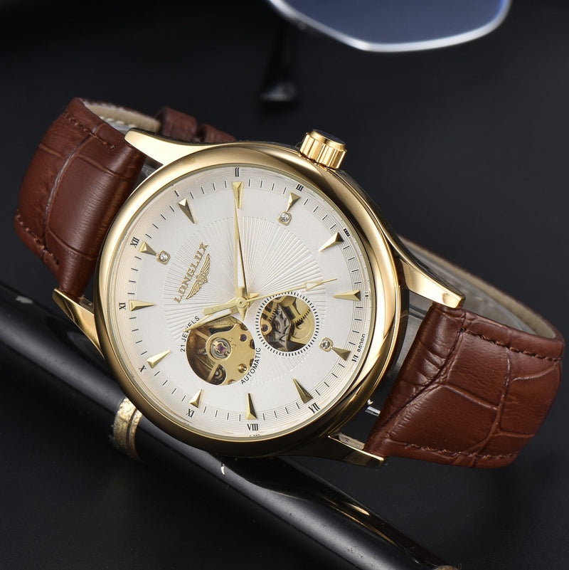 Pilatus Ivory Gold, gold-tone case, ivory dial, brown calf leather
