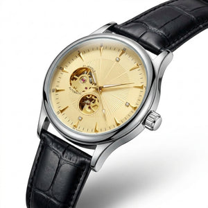 Pilatus Aureum Steel, open-heart automatic, champagne dial, steel case